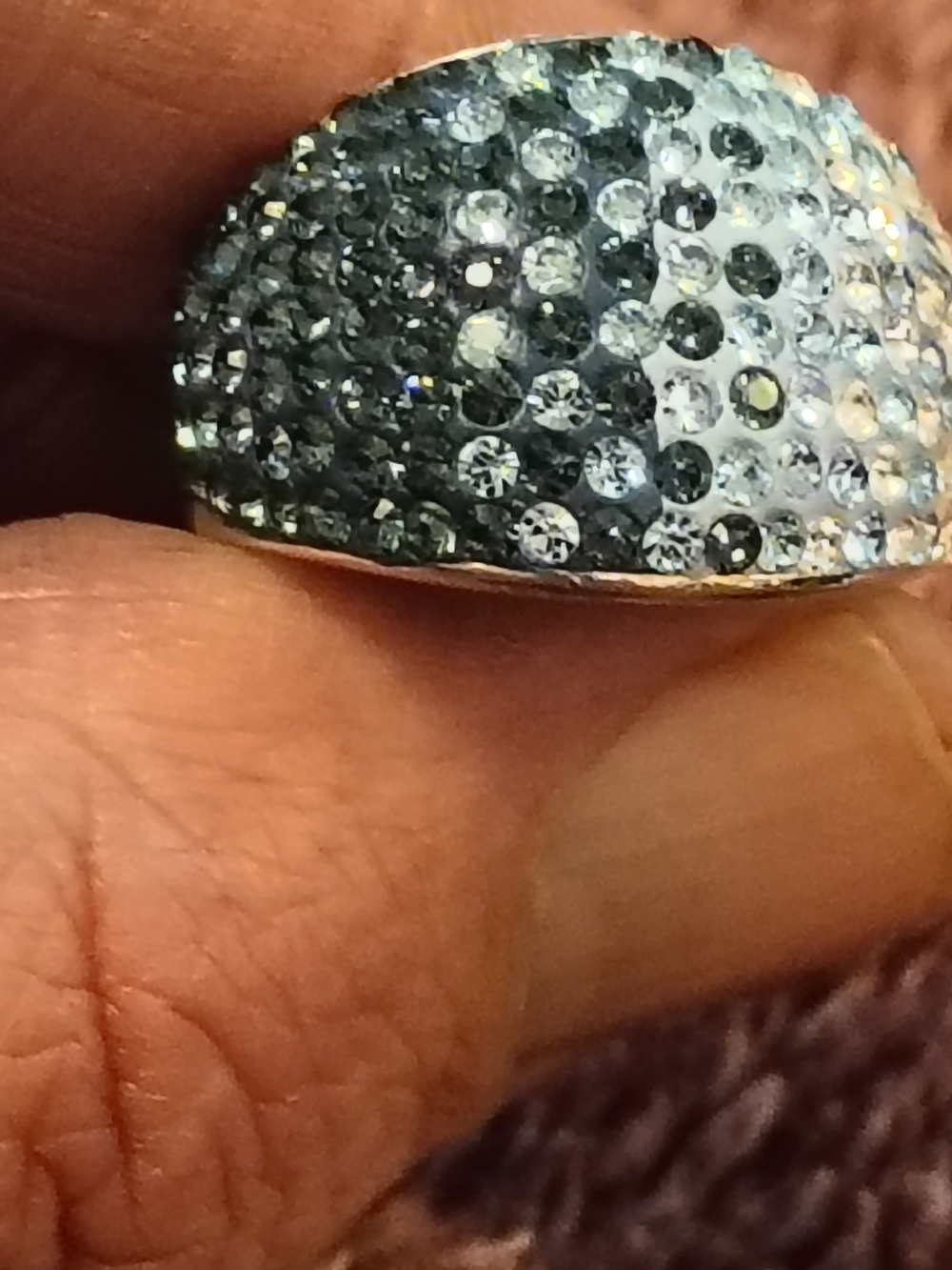 Beautiful Blue Hombre Cz And Sterling Silver Ring Size 8 Signed By Designer